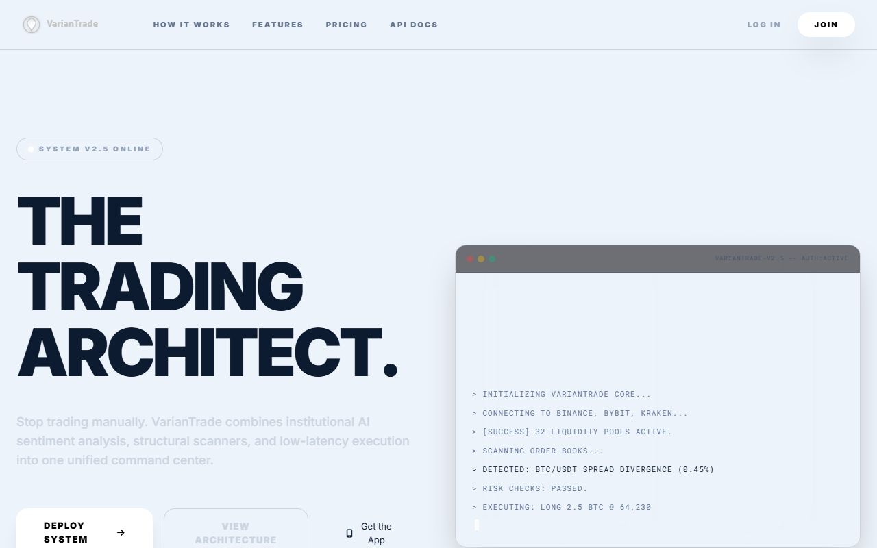 VarianTrade live screenshot